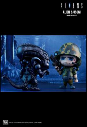 Cosbaby - Aliens - Alien Warrior & USCM set